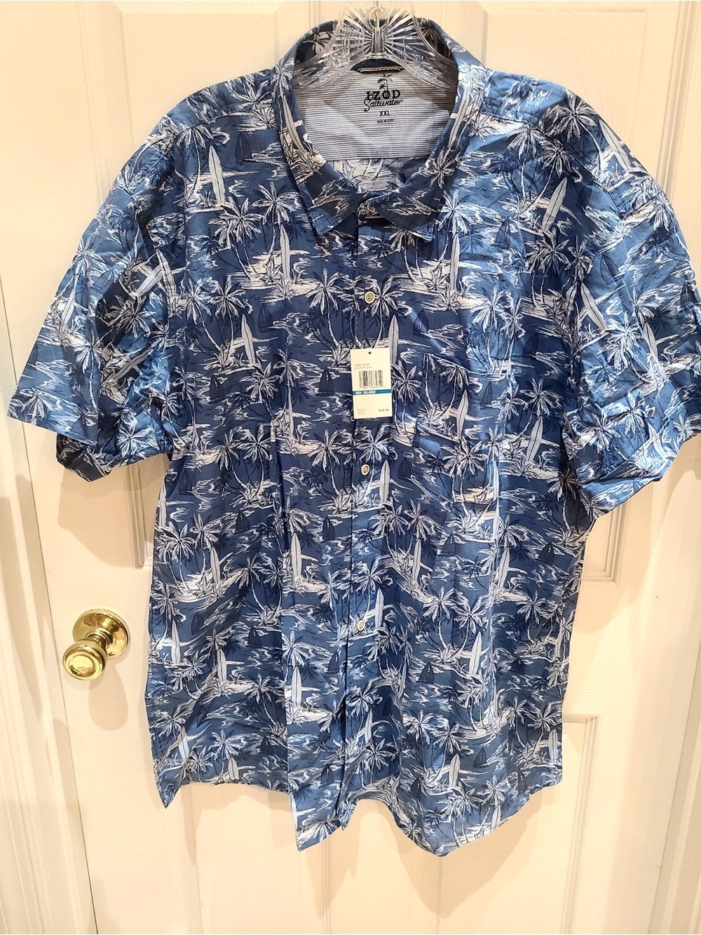 Blue Tropical Print Short-Sleeve Shirt -